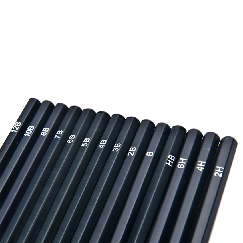 14pcs/set Professional Wooden Sketch Pencils 12B 10B 8B 7B 6B 5B 4B 3B 2B B HB 2H 4H 6H Graphite Art Manual Drawing Pen Standard - купить по