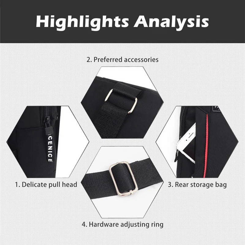 Men Shoulder Bags Nylon Waist Pack Sling Bag Crossbody Outdoor Sport Shoulder Chest Daily Picnic Canvas Messenger Bag