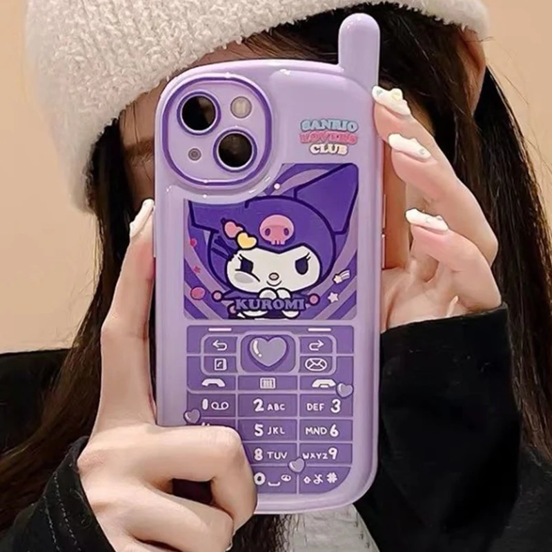 

Original Sanrio Kuromi Case For iPhone 14 13 12 11 Pro MAX XR XS Plus Cartoon Cute Melody Shockproof Phone Full Lens Cover Girls