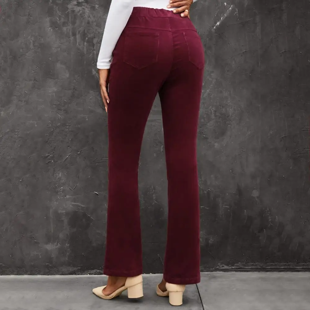 Модные моющиеся осенне-зимние теплые женские расклешенные брюки для