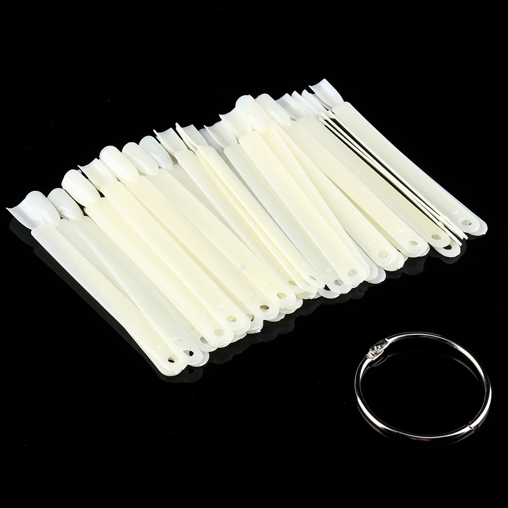 

50pcs Clear Polish Nail Art Tip Gel Fan Board Swatches Practice Display Stick