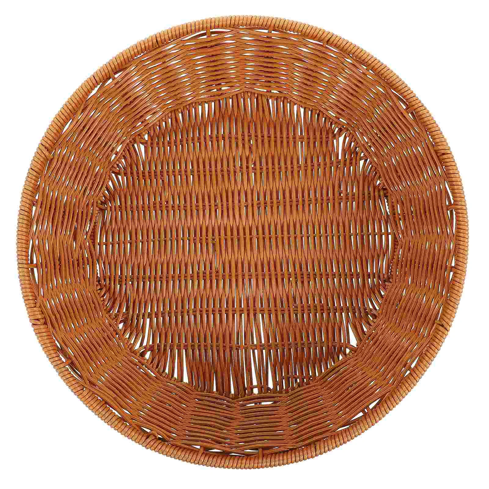

Rattan Fruit Vegetable Plate Small Round Basket Sundries Container Seagrass Storage Baskets Household Woven Box Shelf Bread