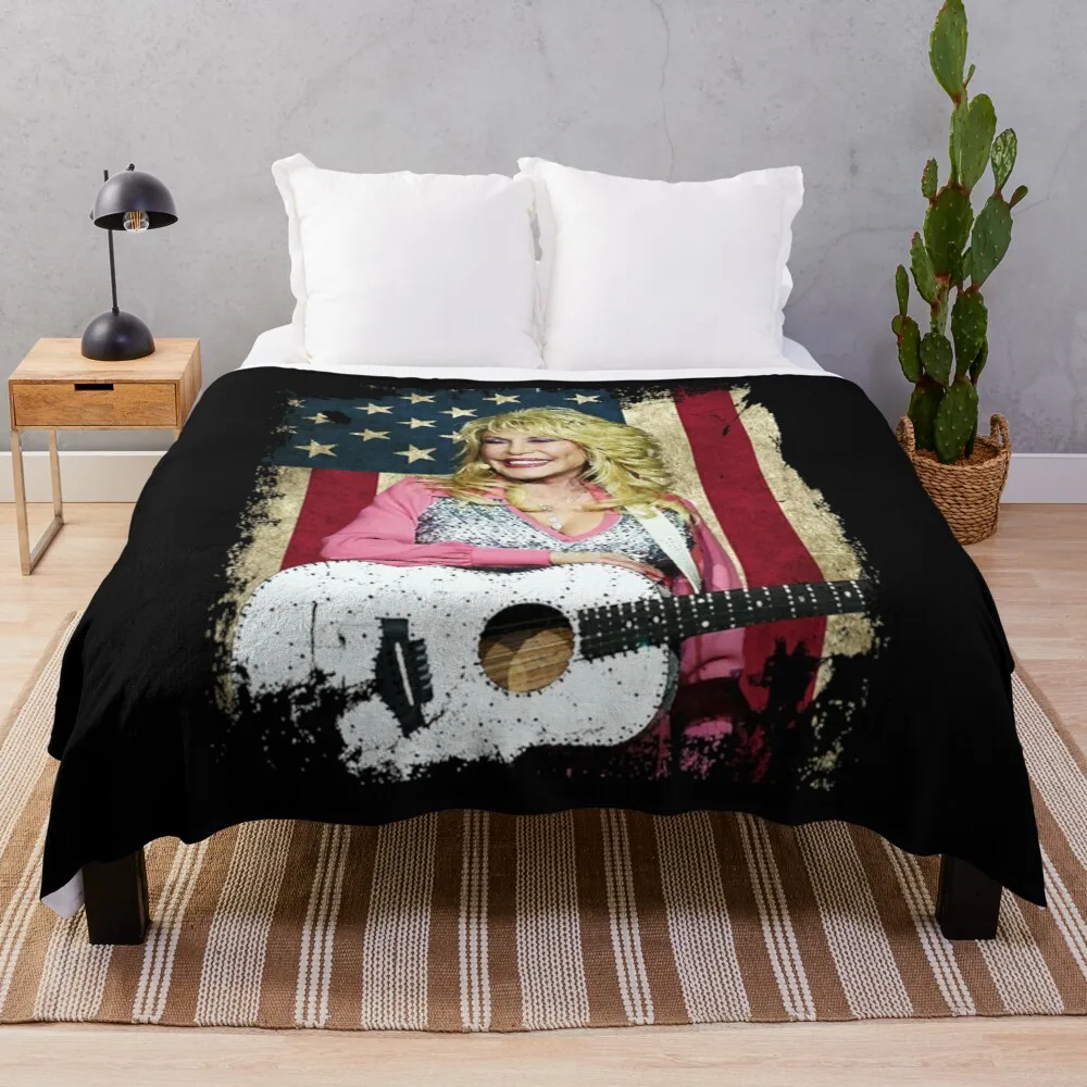 

Retro Country Music Dolly Partons American Flag Throw Blanket Blankets For Sofas