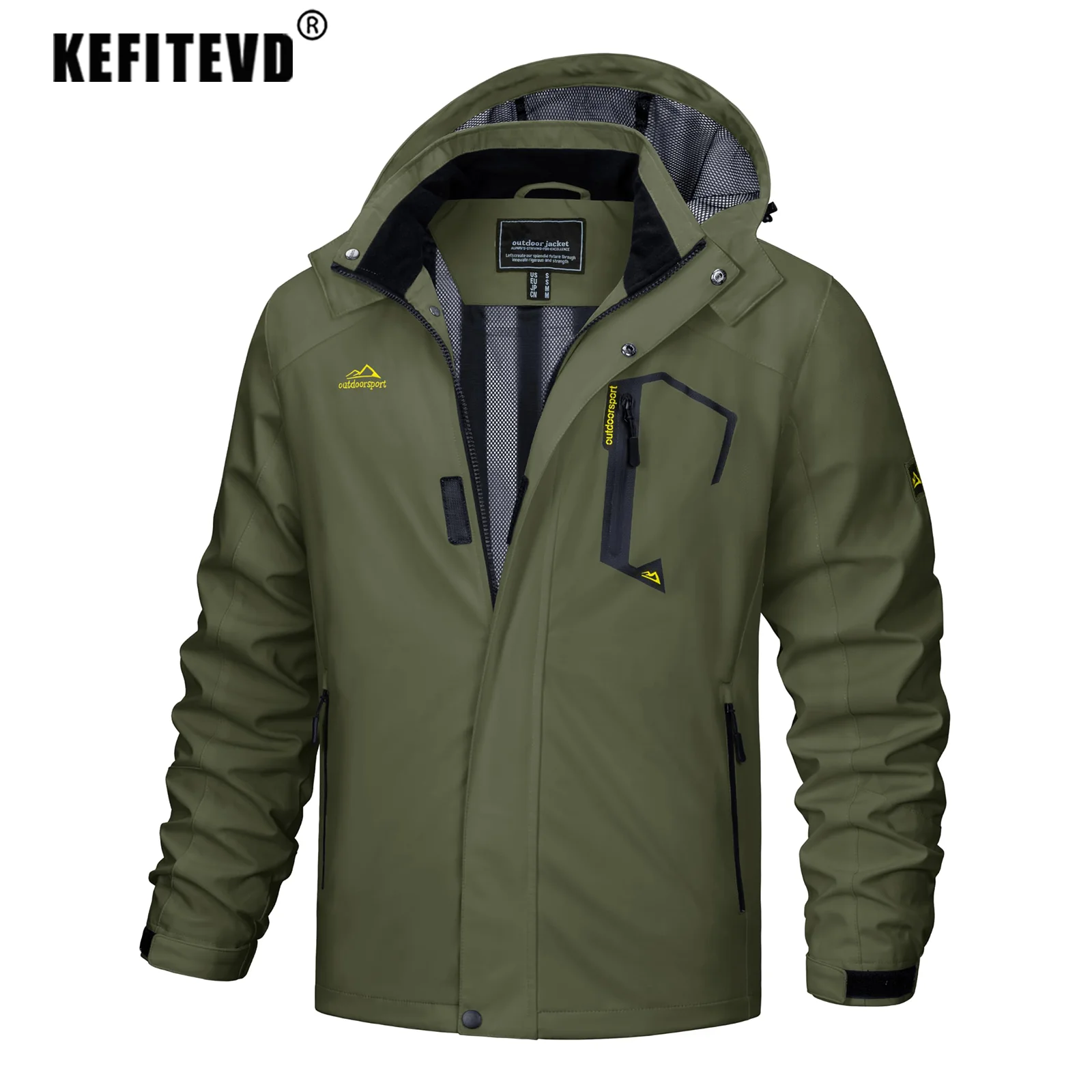 KEFITEVD Мужские Дышащие Водонепроницаемые Куртки Весна Осень Сетчатая Подкладка
