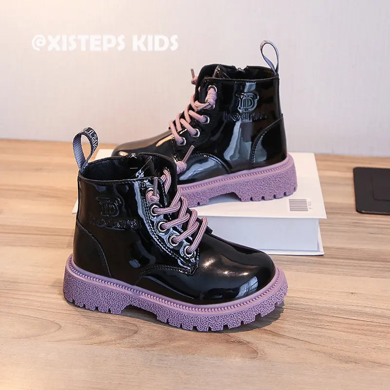 

Детские ботильоны для девочек и мальчиков, коллекция осень-зима 2023, модные кожаные ботинки, детская обувь, водонепроницаемые ботинки на пла...