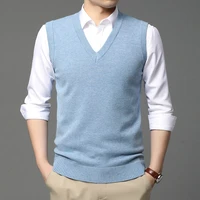 2022 sweater vest men simple all match v neck solid sleeveless male tops basic cozy korean style ins leisure knitted size s 4xl