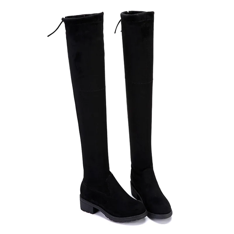 2021 Autumn and Winter Korean Version of The Boots Look Thinner Over The Knee Stretch Boots Women Boots High Boots Women's Shoes