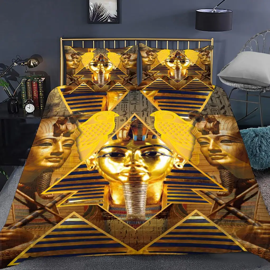 

Pharaoh Bedding Sets 3D Ancient Egypt Tribe Decor Comforter Cover Set for Bedroom Egyptian Pyramids Exotic Style Duvet Cover