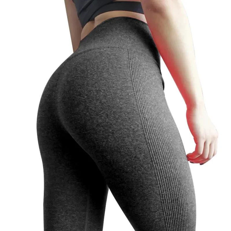 

Women Compression Sporting Pants Grey Knitted Seamless Leggings Elastic Gym Fitness Workout Running Push Up Trousers Leggings