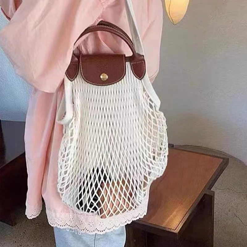 

Reusable Foldable Fishnet Woven Tote Cotton Mesh Net String Shopping HandBag String Fruit Environmental Home Supplies