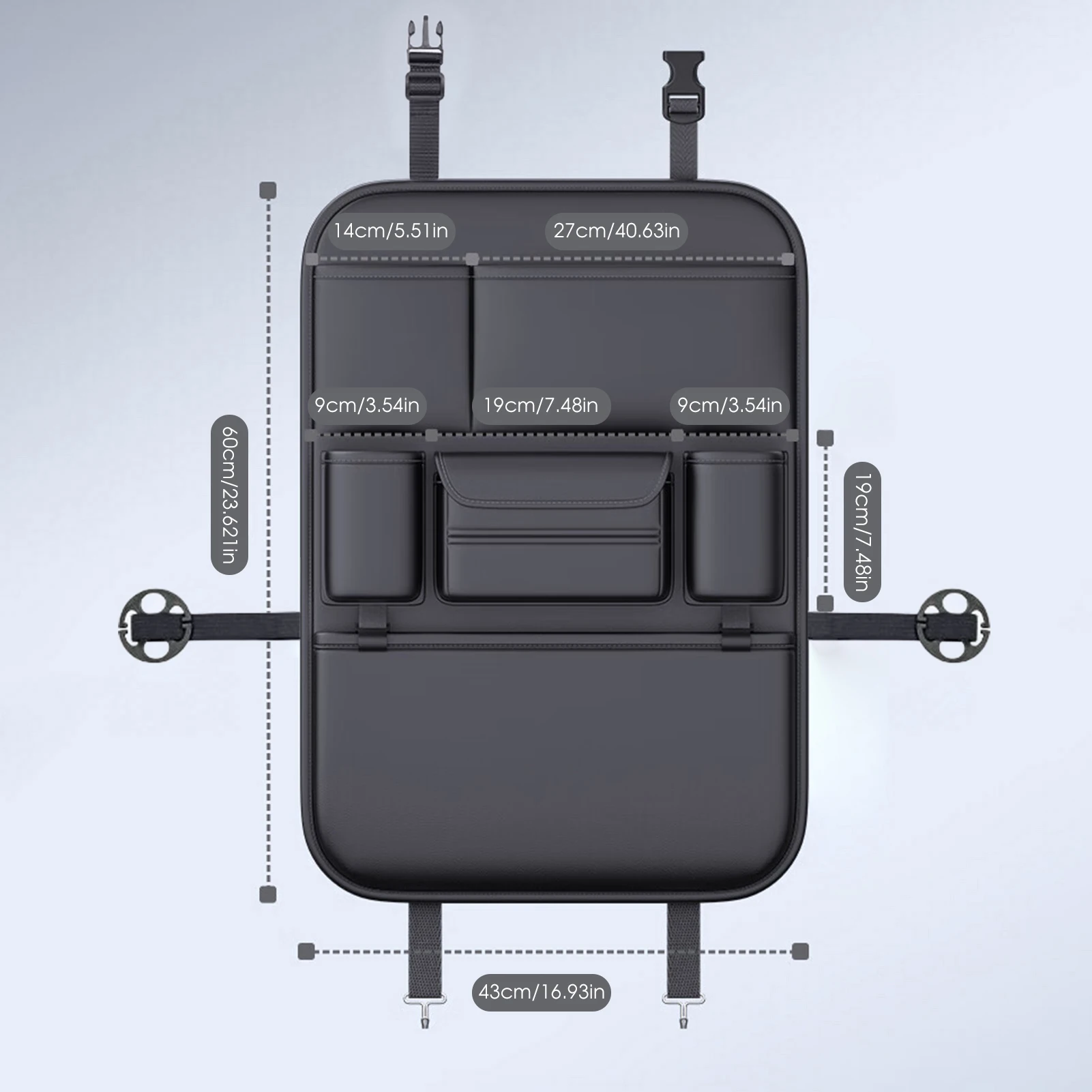 

Сумка-органайзер на заднее сиденье автомобиля из искусственной кожи, многофункциональный органайзер для хранения на спинку сиденья большой емкости, подвесная сумка, защитная накладка