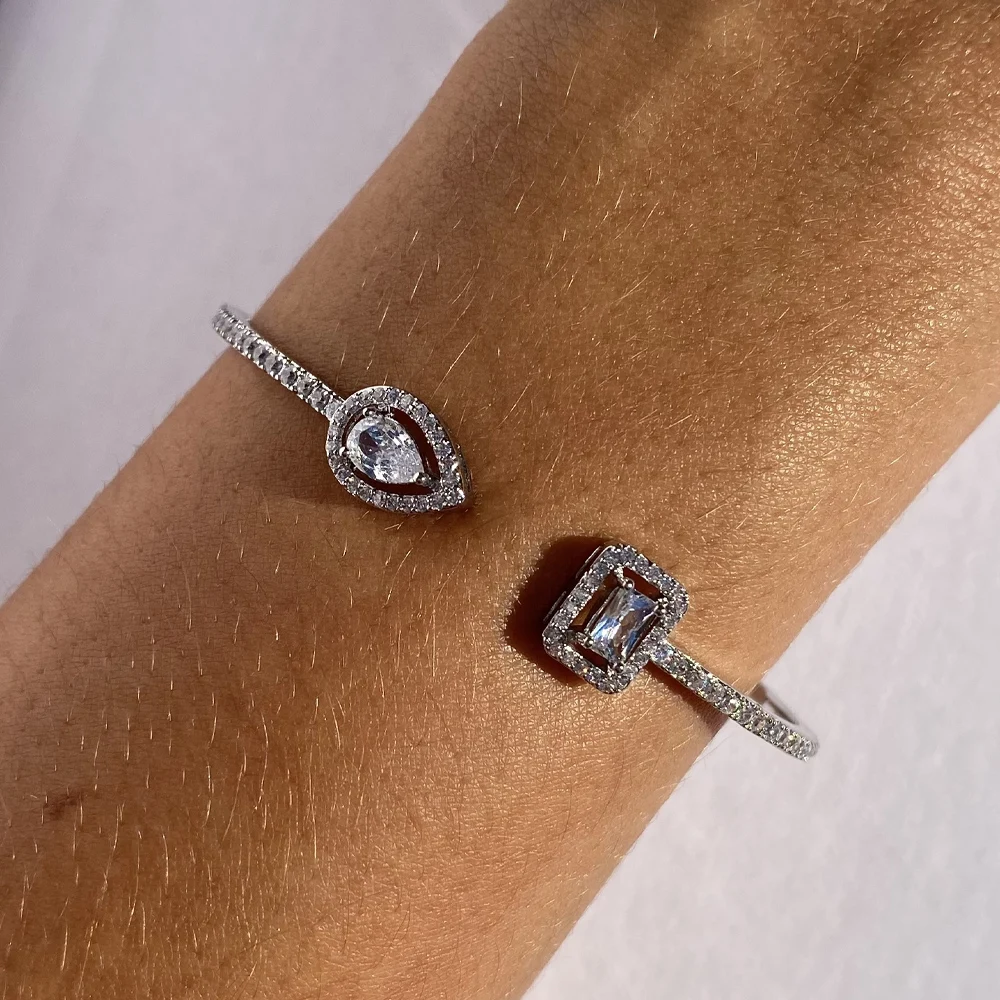 Открытый Браслет-манжета Stonefans из циркония в форме капли воды свадебный браслет