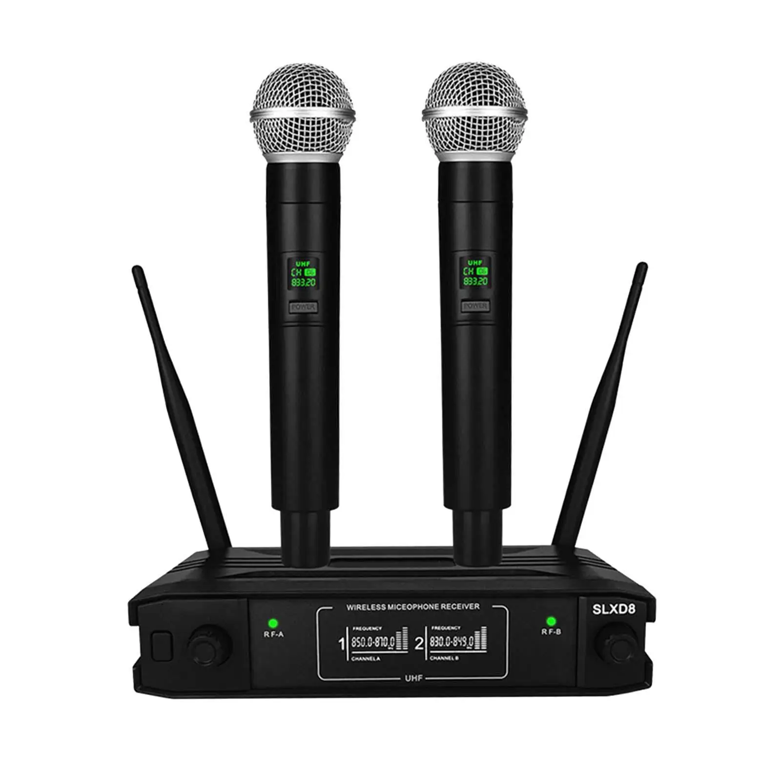 

Microphone System Dual UHF Cordless Dynamic Mic for Karaoke Wedding