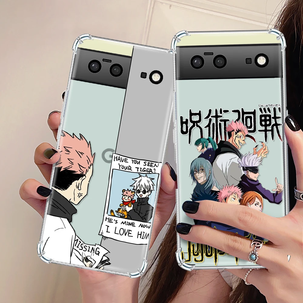 

Jujutsu Kaisen Case for Pixel 7Pro 7 Silicone Back Shell Covers for Google 6a 6 6Pro Shockproof Transparent Soft TPU Anime Cover