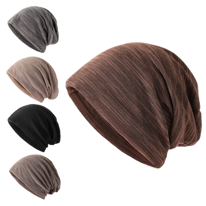 

Autumn Winter Striped Design Thin Skullies Beanies Women Hats For Men Fashion Feminino Multifunction Scarf