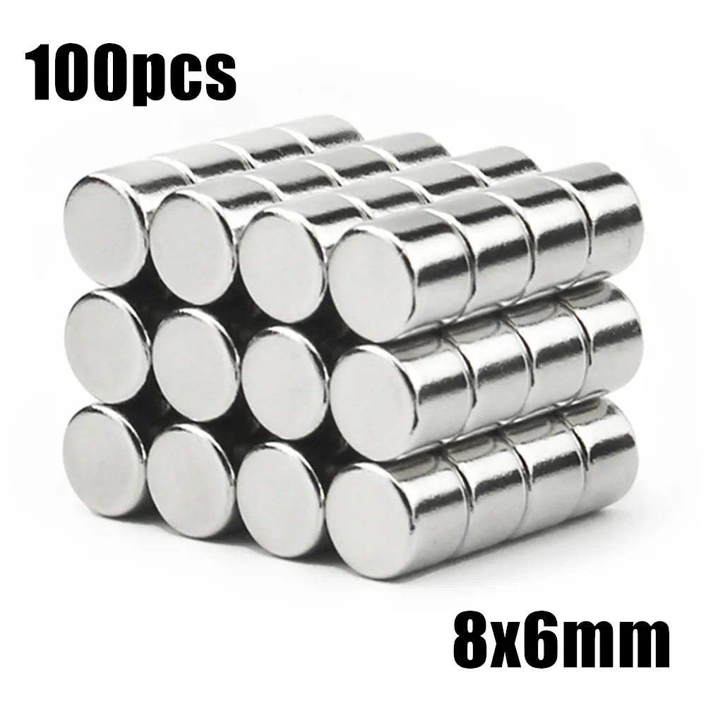 

100pcs 8x6mm Super Powerful Strong Bulk Small Round NdFeB Neodymium Disc Magnets Dia 8*6mm N35 Rare Earth NdFeB Magnet