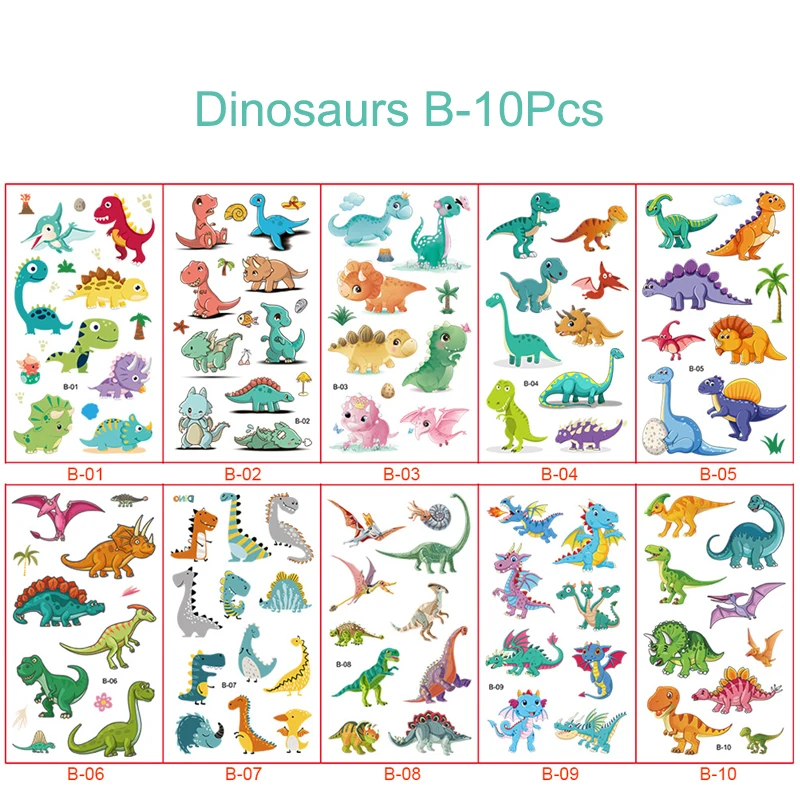 10Sheets Children Cute Cartoon Unicorn Temporary Tattoo Stickers Baby Shower Kids Body Makeup Sticker Tattoos Mermaid Party |