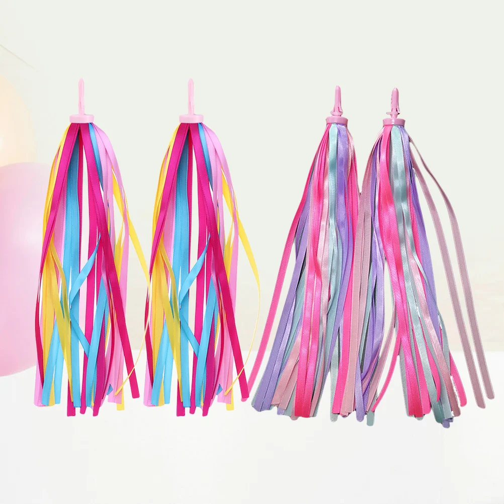 

2 Pairs of Kids Tassel Ribbon Child Bike Grips Ribbon Grips Tassel Scooter