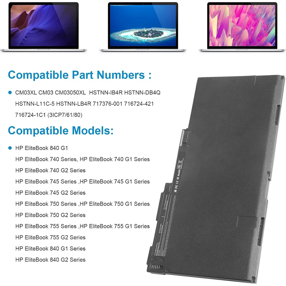Co06 CM03 CM03XL Аккумулятор для ноутбука HP EliteBook 740 745 750 755 840 ...
