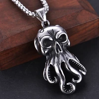gothic cthulhu octopus pendant stainless steel mens necklace punk hip hop octopus animal necklace fashion street jewelry gift