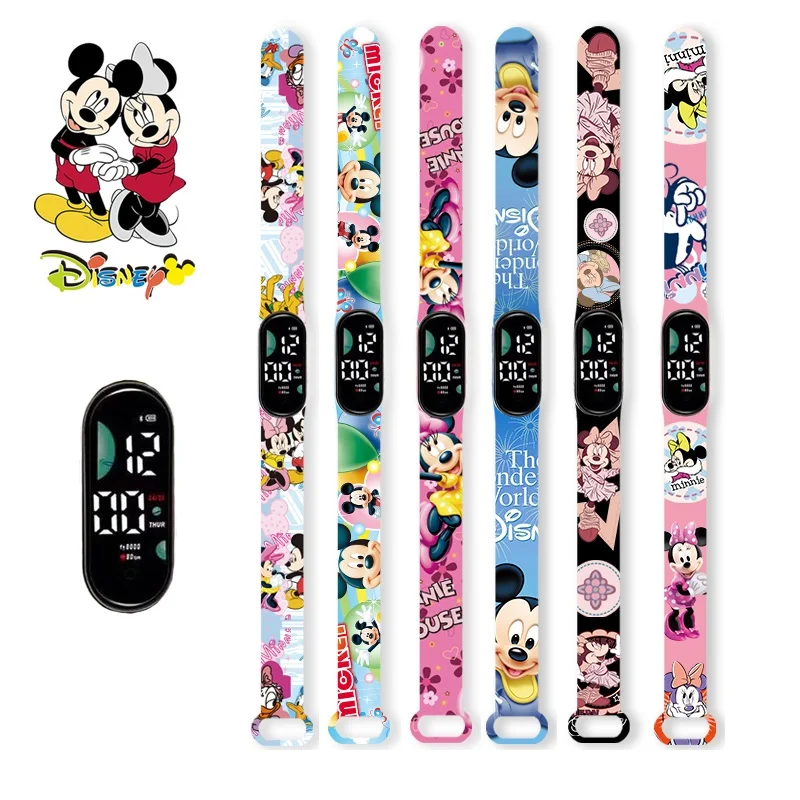

Disney Mickey children's watches anime Belle princess LED touch waterproof electronic kids watch Festive gift