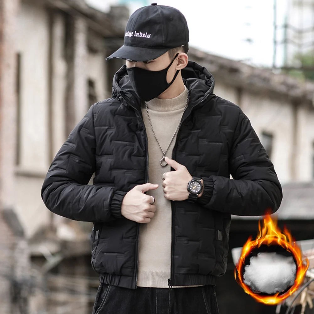 Hooded Puffer Jackets Men Slim Fit Cotton Padded Jacket Autumn Winter Korean Fashion Clothing 2023 Brand New Streetwear Clothes