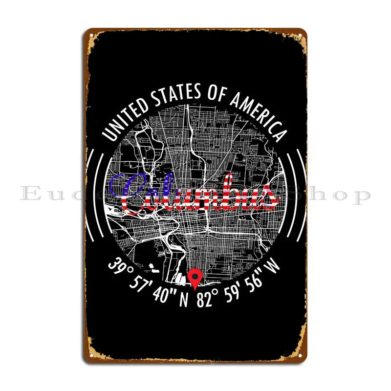 

Коламбус карта США металлическая фотография Ретро паб классический жестяной знак постер