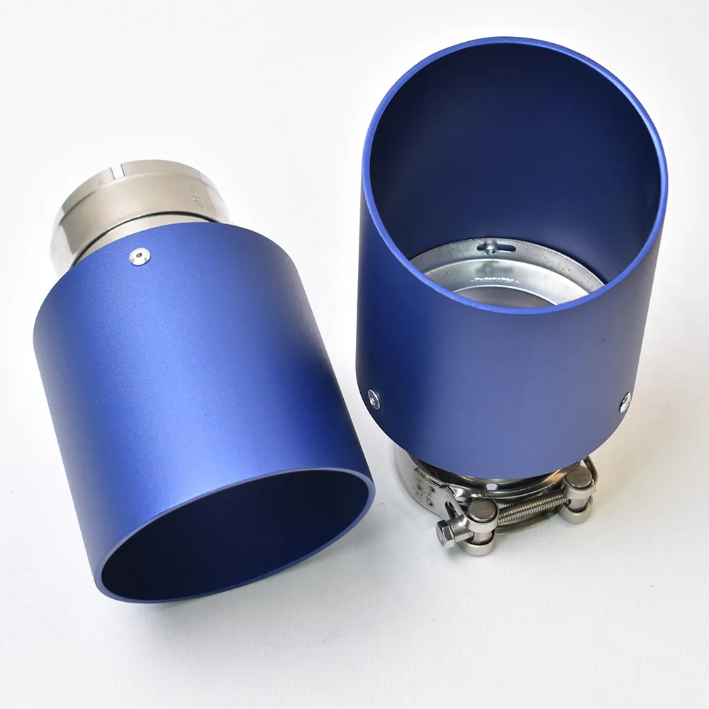 

1 шт., автомобильный глушитель, матовый синий глушитель из алюминия, 105 мм