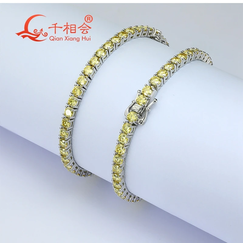 10k real gold 3mm 4mm 5mm Fashion Vivid yellow color Moissanite Tennis Bracelet Bracelet  Luxury jewelry gift party women