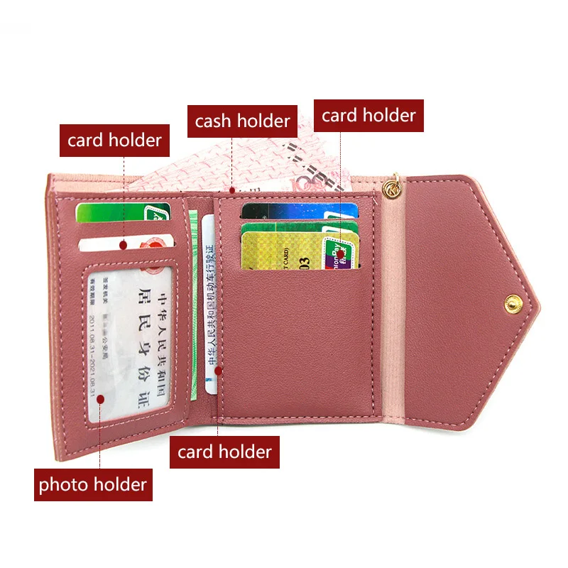 Free Name Engraving Short Women Wallets Slim Credit Card Holder Simple Female Purses Photo Holder Fashion Cute Wallet For Girls