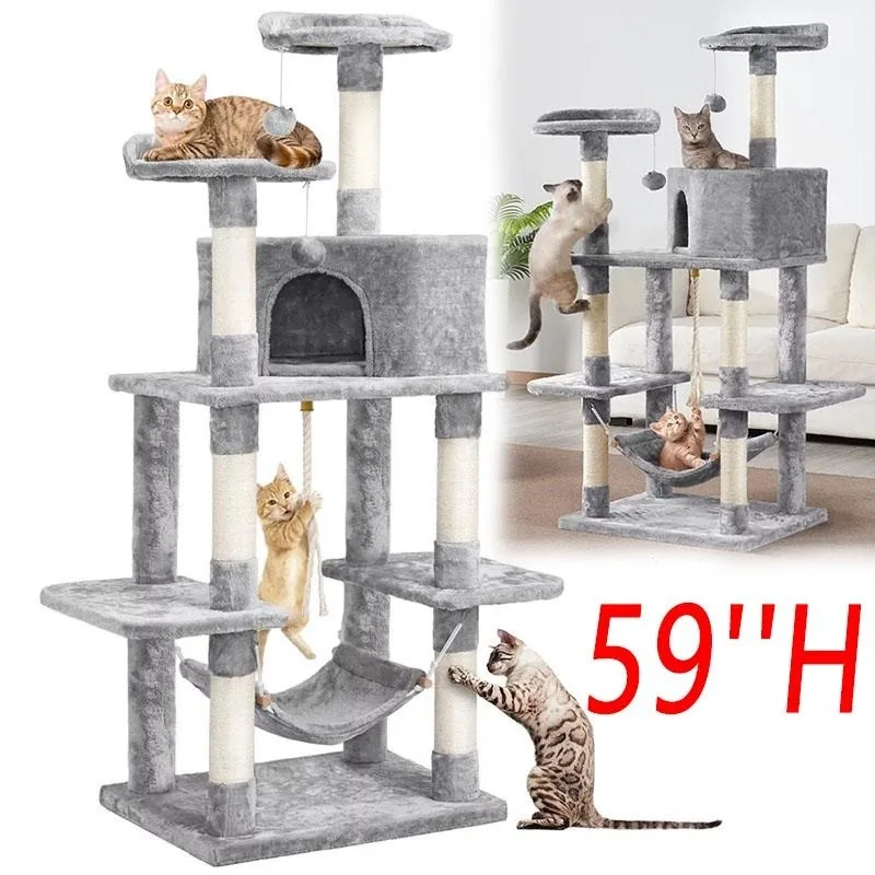 

Многоуровневая башня для кошек 59''H, аксессуары для домашних животных
