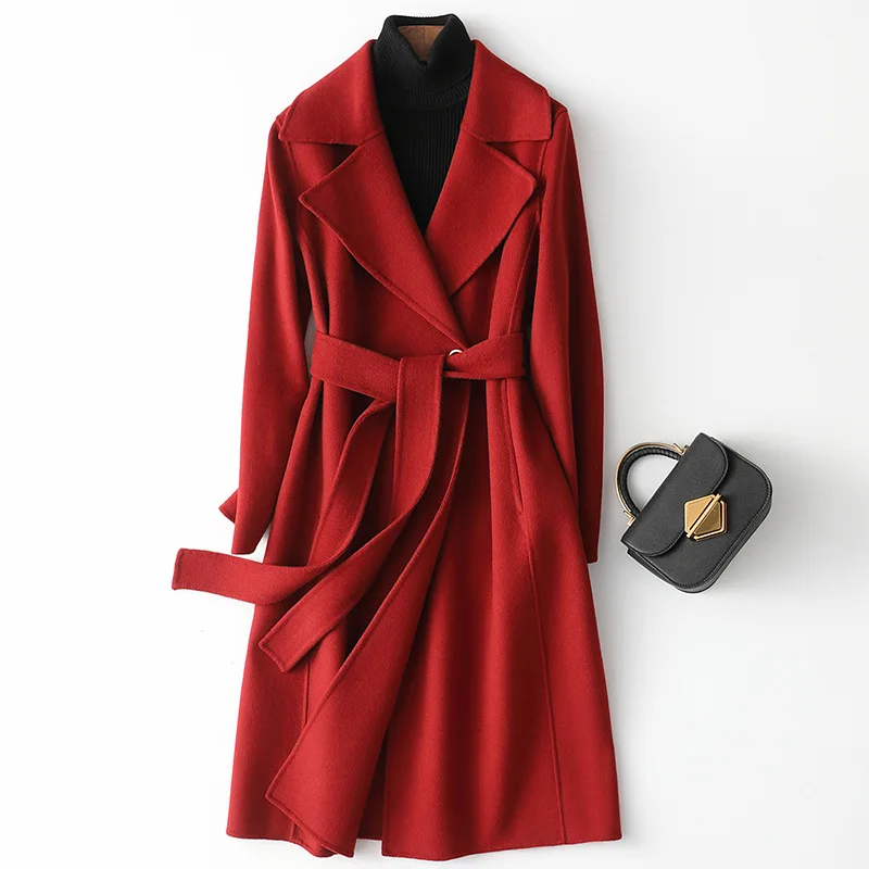 

Jackets for Women 2023 New Double-sided Wool Coat Mid-length Slim Thin Cashmere Jacket Casual Suit Collar Coats Abrigos Mujer