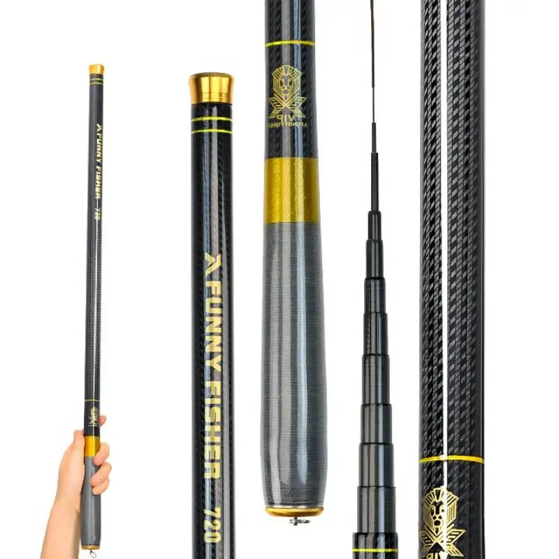 

JOSBY Telescopic Fishing Rod Ultralight Super Hard Carbon Fiber Portable For Freshwater Carp Stream Pole 3.6M 4.5M 5.4M 6.3M7.2M