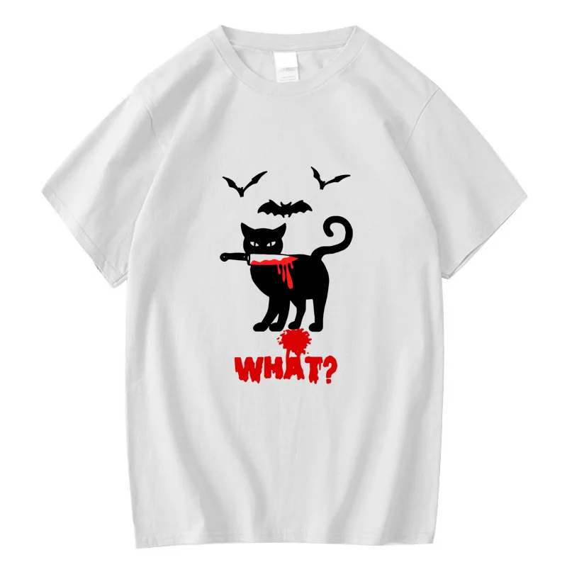 

Men's T-shirt High Quality 100%cotton Funny Knife Cat print T shirt casual loose o-neck cat tshirt short sleeve t-shirt male tee