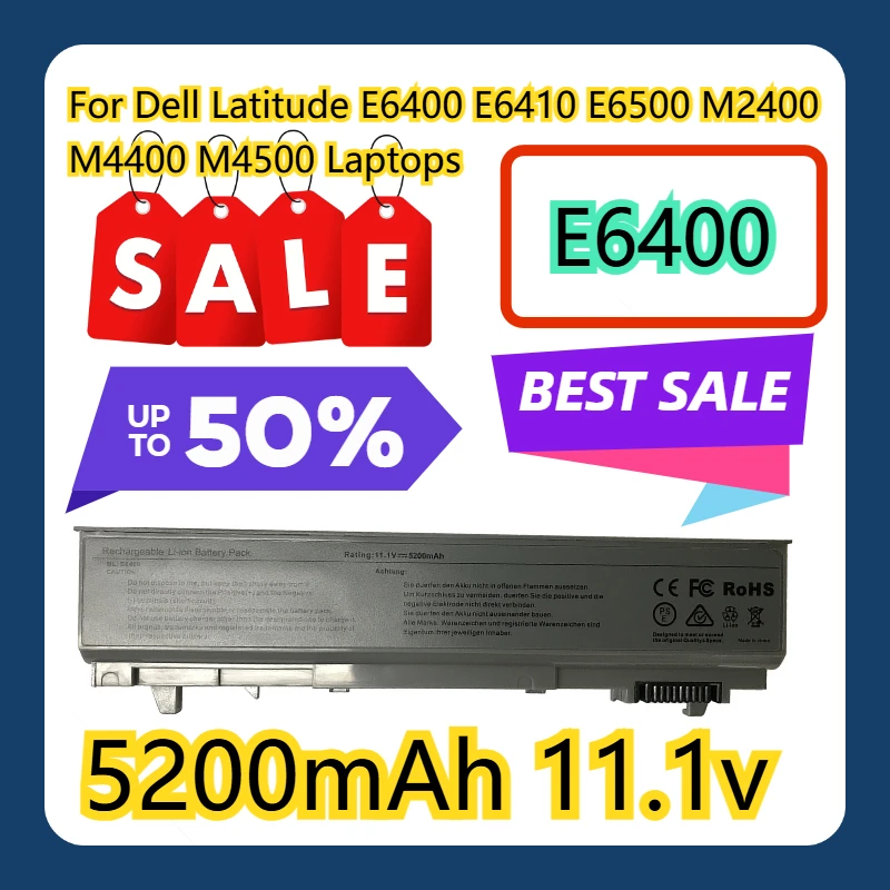 Фото Для ноутбуков Dell Latitude E6400 E6410 E6500 M2400 M4400 M4500 5200 мАч 11,1 В №1