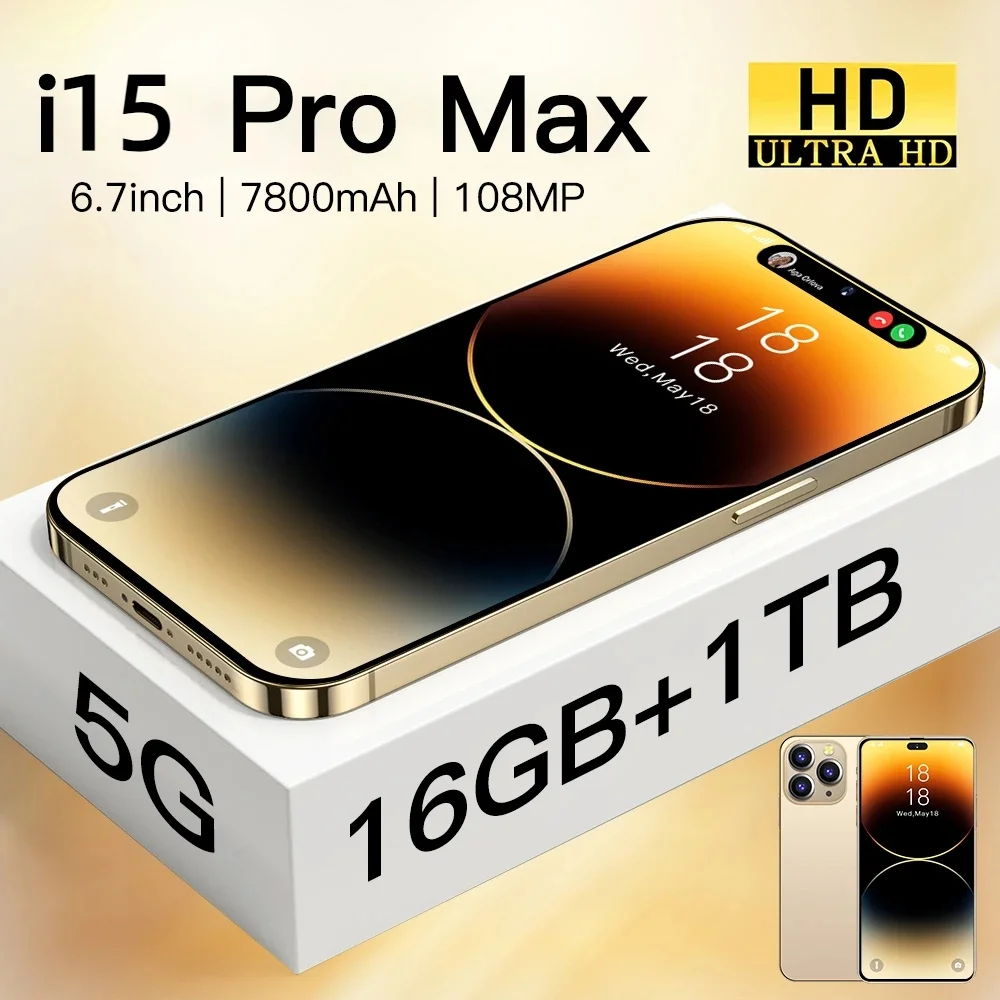 

Оригинальный новый смартфон i15 Pro Max, безрамочный дисплей 6,7 дюйма, идентификация по лицу, 16 ГБ + 1 ТБ, мобильные телефоны, телефон с искусственной идентификацией 4G/телефон