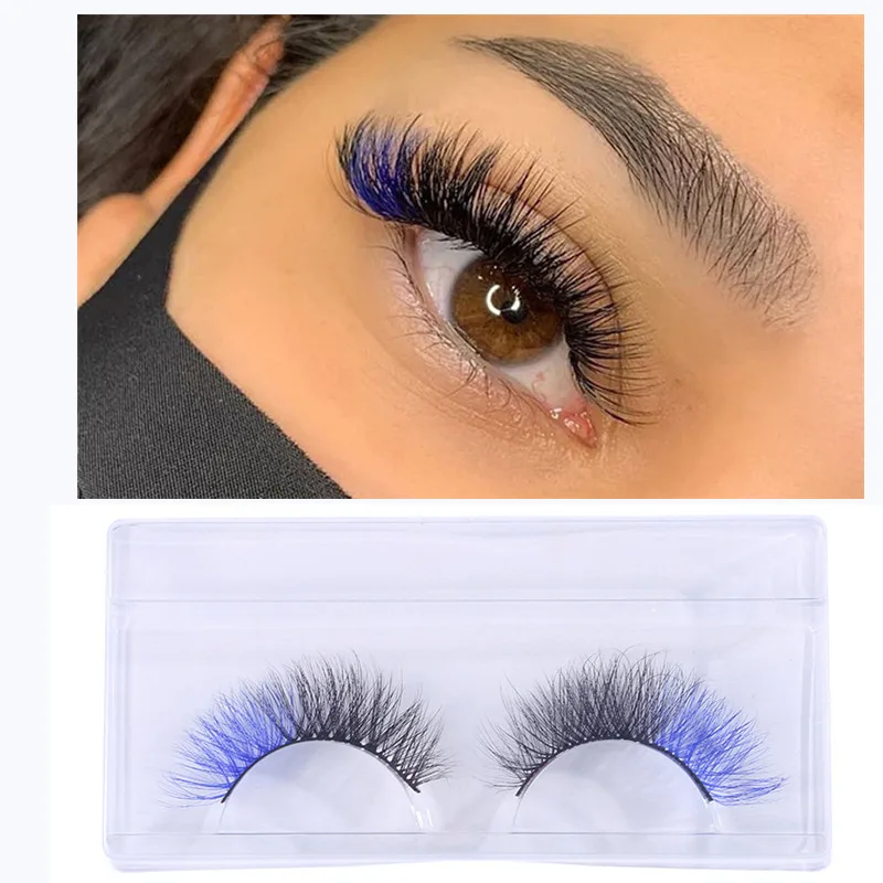 Ful Eyelashes Mix Color Red Blue Purple Pink False Eyelashes Fluffy Soft Lashes Eye Lash Extension Makeup