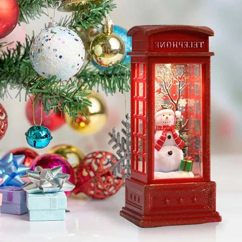 

Christmas Decorations Santa Claus Snowman Glowing Phone Booth Singing Christmas Snow Globes Musical Lighted Telephone Booth Gift