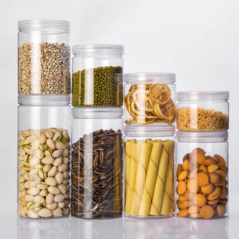 Transparent Plastic Food Storage Box Sealed Tank Cookie Jar 