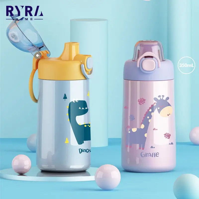 

350ml Portable Keep Warm Cold Water Bottle Kids Cartoon Drinking Bottles Stainless Steel Insulated Mug For Children Drinking