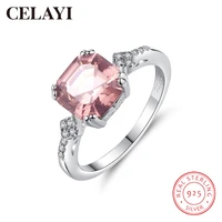 celayi 2022 new 925 silver ring for women pink morganite ring european and american fashion all match boutique gem ring jewelry