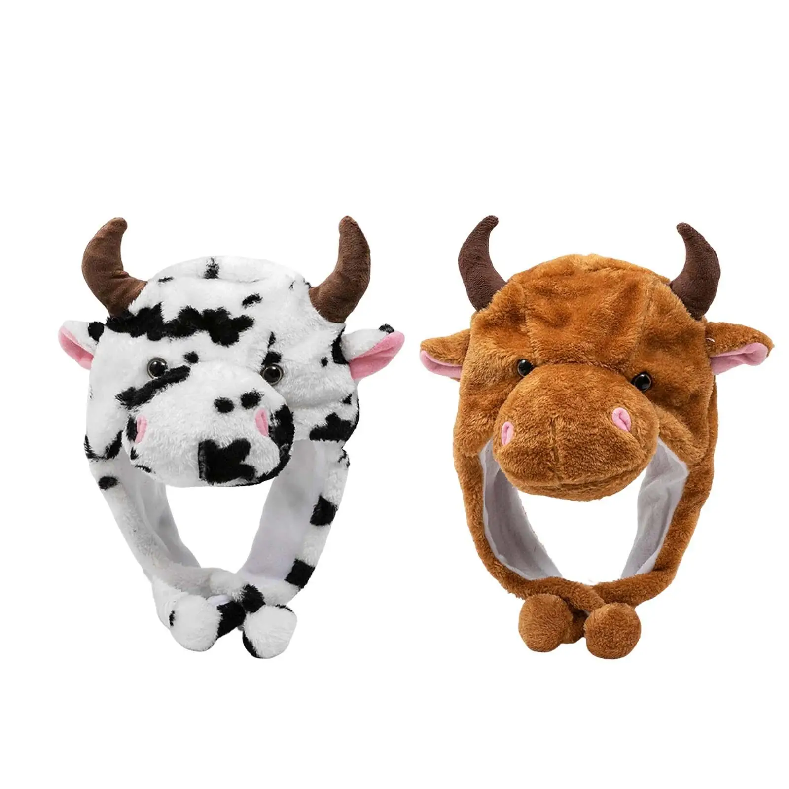 

Plush Animal Winter Hat Fashion Photo Prop Women Men Kids Party Cow Beanie
