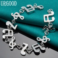 925 sterling silver music symbol chain bracelet for women men party engagement wedding fashion jewelry