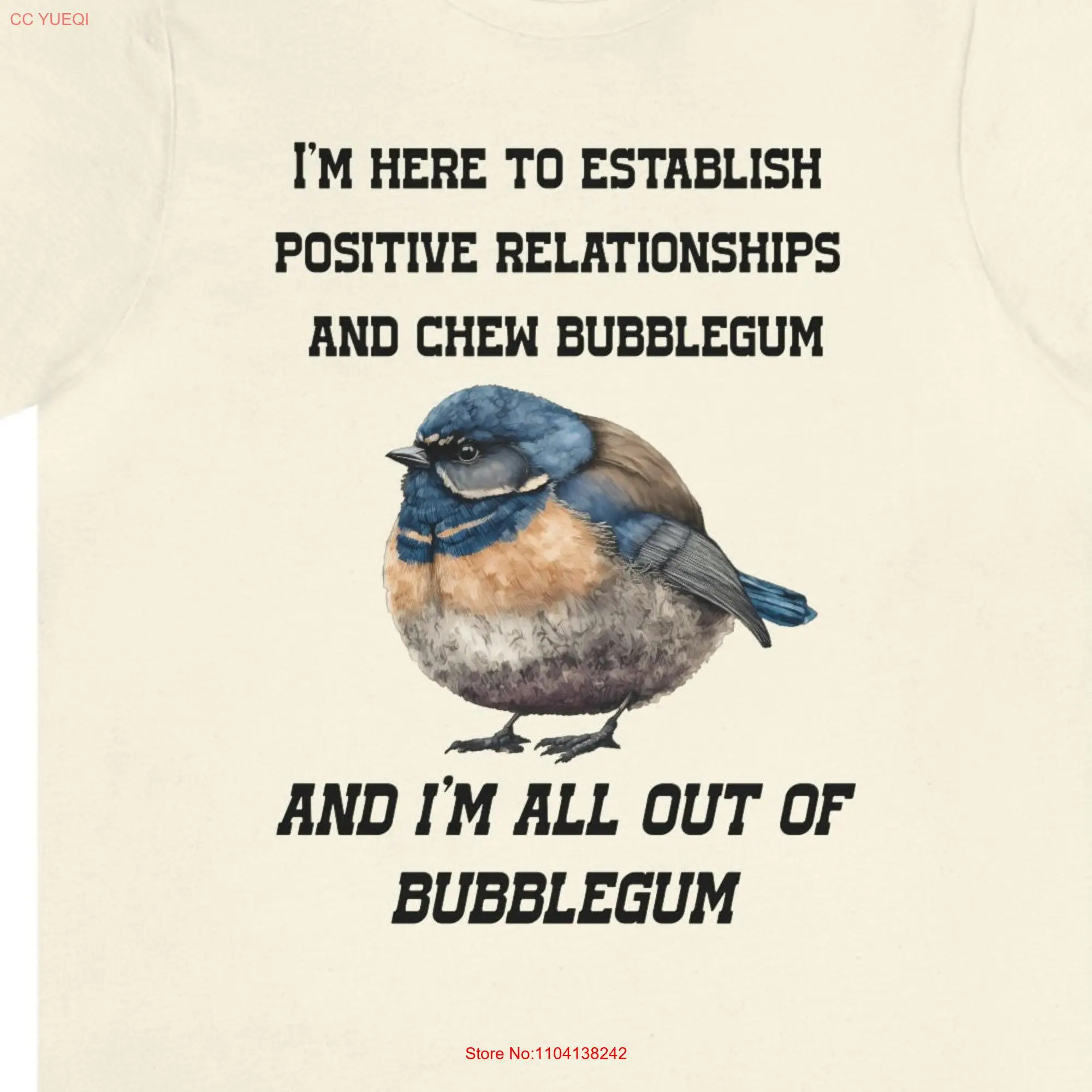 Забавные отношения с надписью All Out Bubblegum Bird милые длинные или короткие рукава