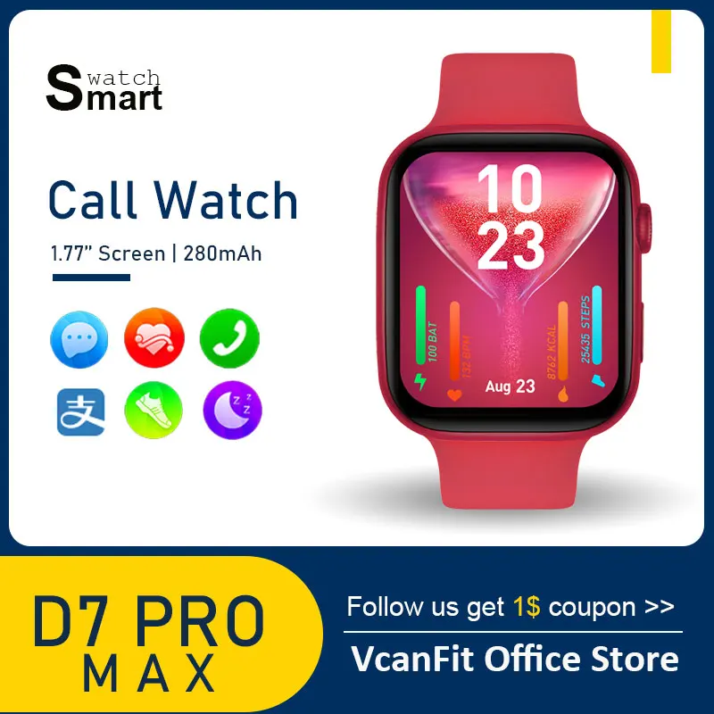 Новинка 2022 Смарт-часы D7 Pro Max серии 7 с беспроводной зарядкой Alipay BT часы вызовом для