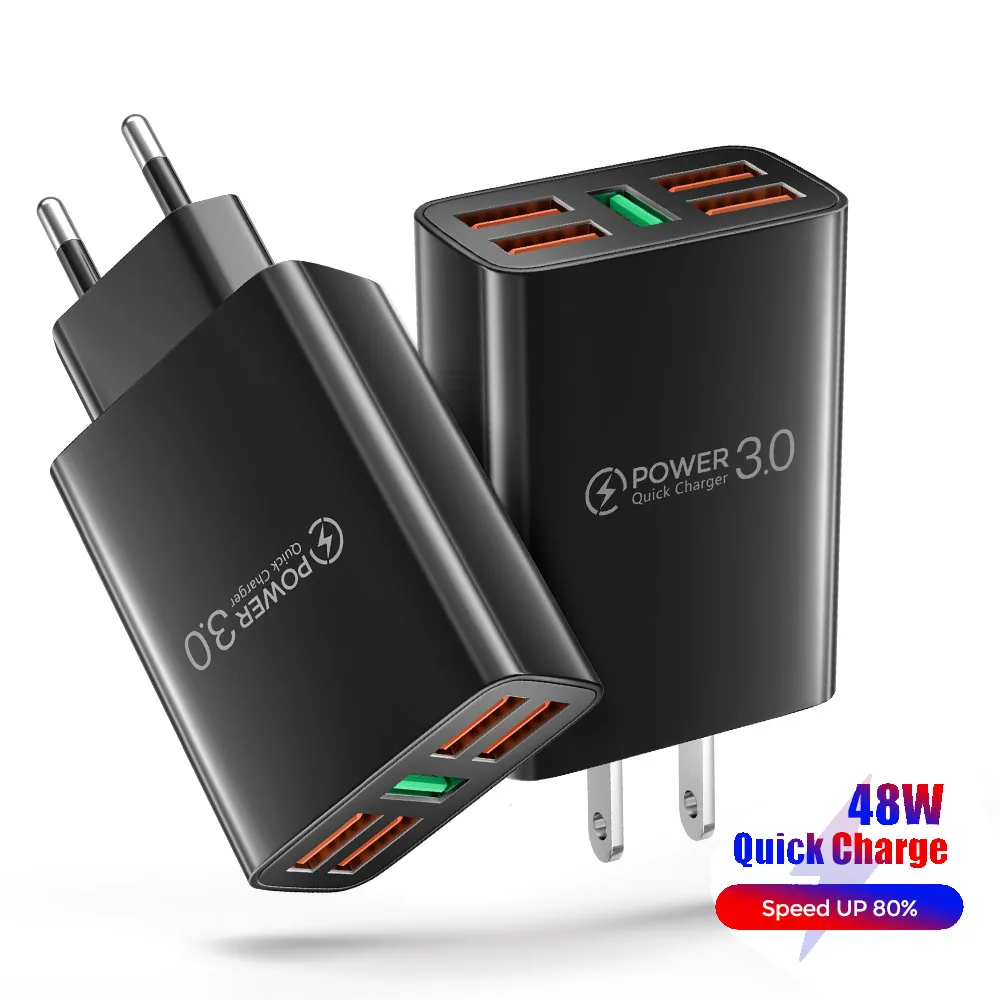 

5A 48W 5 USB Fast Charger Quick Charger3.0 Universal Wall For iPhone 12 11pro Samsung Xiaomi Mobile Phone Chargers Fast Charging