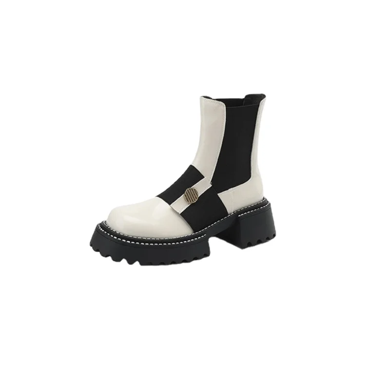 

Winter Boots Fashion Formal shoes for women Platform Formal shoes Square heel Mixed Colors Elastic Band Chelsea boots