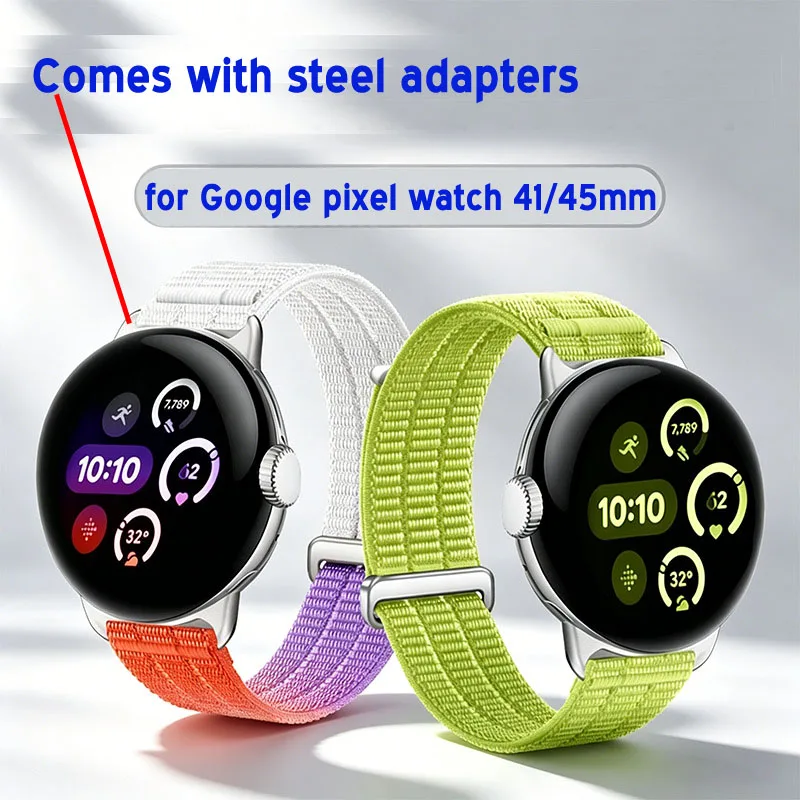 Фото Градиентный плетеный нейлоновый ремешок для Google Pixel Watch 4, 3, 2 (41 мм, 45 мм) с эффектом облачной мягкости, дышащий, легкий, спортивный, с адаптерами №4