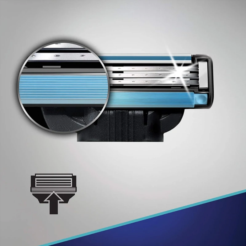 Фото Сменные лезвия для бритвы Gillette Mach 3 для мужчин, 3-слойные лезвия, сглаживающие лезвия стали, оригинальные лезвия для бритья Mach3 №5