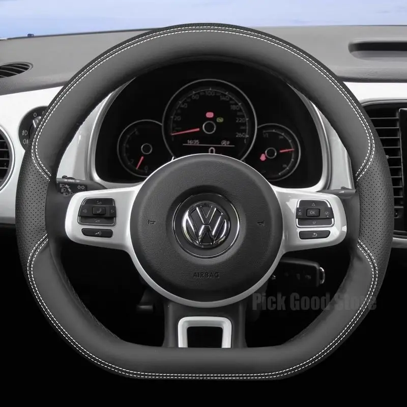 Фото Кожаный чехол на руль автомобиля для Volkswagen Crafter Golf Mk4 Mk2 8 Polo 6r Scirocco Touran Lupo, аксессуары для интерьера автомобиля №3
